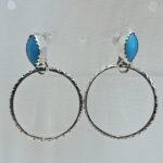 Kingman Turquoise 925 Sterling Silver Hoop Earring (REXT136-75)