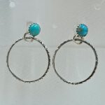 Kingman Turquoise 925 Sterling Silver Hoop Earrings (REXT137-36)