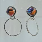 Pink Dahlia Turquoise 925 Sterling Silver Hoop Earrings (REXT137-38)