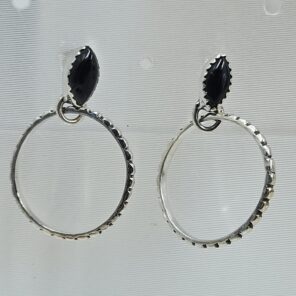 Black Onyx 925 Sterling Silver Hoop Earring (REXT136-76)