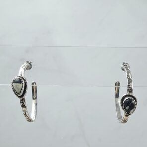 White Buffalo Turquoise 925 Sterling Silver Hoop Earrings (REXT137-69)