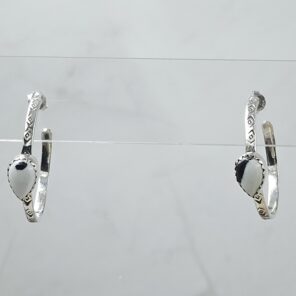 White Buffalo Turquoise 925 Sterling Silver Hoop Earring (REXT136-80)