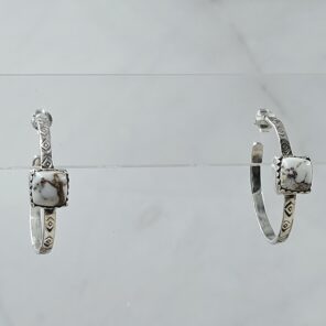 Wild Horse Jasper 925 Sterling Silver Hoop Earring (REXT136-42)