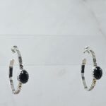 Black Onyx 925 Sterling Silver Hoop Earring (REXT136-68)
