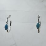 Kingman Turquoise 925 Sterling Silver Hoop Earring (REXT136-20)