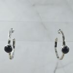 Black Onyx 925 Sterling Silver Hoop Earring (REXT136-24)