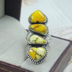 Honey Dahlia Turquoise Size US 7 925 Sterling Silver Ring (RS69-51)