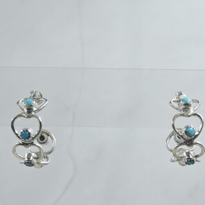 Kingman Turquoise 925 Sterling Silver Hoop Earring (REXT135-5)