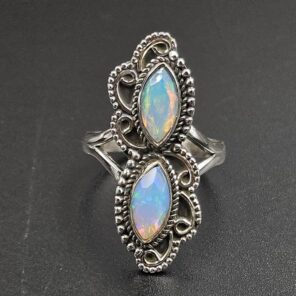 Faceted Opal 925 Sterling Silver Ring (REXT134-5)