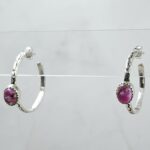 Pink Dahlia Turquoise 925 Sterling Silver Hoop Earring (REXT136-63)