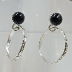 Black Onyx 925 Sterling Silver Hoop Earring (REXT136-58)