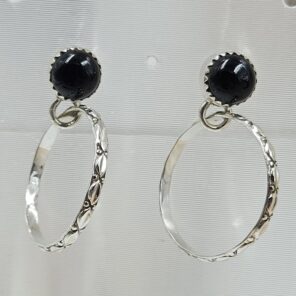 Black Onyx 925 Sterling Silver Hoop Earring (REXT136-58)