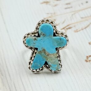 Mohave Turquoise Gingerbread 925 Sterling Silver Ring (REXT138-1)
