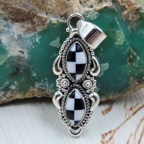 Checkerboard 925 Sterling Silver Pendant (REXT139-7)