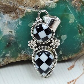 Checkerboard 925 Sterling Silver Pendant (REXT139-8)