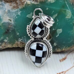 Checkerboard 925 Sterling Silver Pendant (REXT139-11)