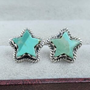 Mohave Turquoise 925 Sterling Silver Star Stud Earring (RS32-154)