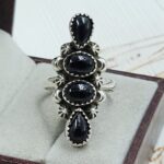 Black Onyx 925 Sterling Silver Ring (REXT144-4)