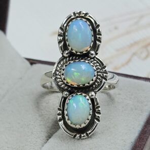 Ethiopian Opal 925 Sterling Silver Ring (REXT142-46)
