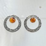 Sakota Amber 925 Sterling Silver Stud Earring (REXT140-23)