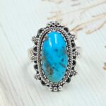 Persian Turquoise Size US 8 925 Sterling Silver Ring (RS69-61)