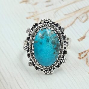 Persian Turquoise Size US 9 925 Sterling Silver Ring (RS69-68)