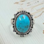 Persian Turquoise Size US 9 925 Sterling Silver Ring (RS69-134)