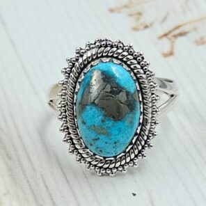 Persian Turquoise Size US 9 925 Sterling Silver Ring (RS69-154)