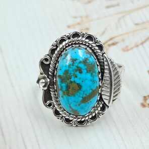 Persian Turquoise Size US 9 925 Sterling Silver Ring (RS69-78)