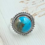 Persian Turquoise Size US 10 925 Sterling Silver Ring (RS69-80)