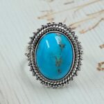 Persian Turquoise Size US 8 925 Sterling Silver Ring (RS69-162)