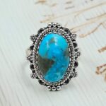 Persian Turquoise Size US 8 925 Sterling Silver Ring (RS69-75)