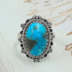 Persian Turquoise Size US 8 925 Sterling Silver Ring (RS69-75)