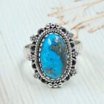 Persian Turquoise Size US 8 925 Sterling Silver Ring (RS69-146)