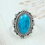 Persian Turquoise Size US 8 925 Sterling Silver Ring (RS69-63)