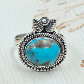 Persian Turquoise Size US 9 925 Sterling Silver Ring (RS69-77)
