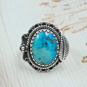 Persian Turquoise Size US 8 925 Sterling Silver Ring (RS69-62)
