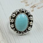 Kingman Turquoise 925 Sterling Silver Ring (REXT147-7)