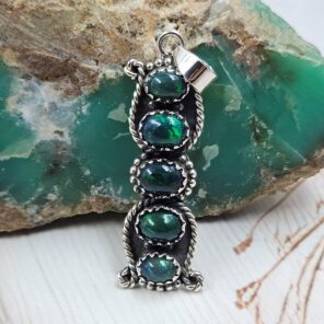 Black Opal 1.75" 925 Sterling Silver Pendant (RS29-349)