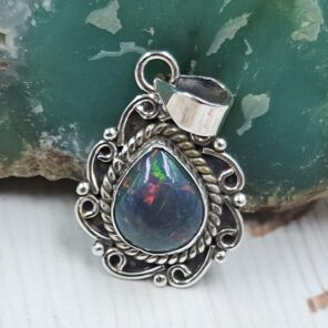 Black Opal 1" 925 Sterling Silver Pendant (RS29-359)