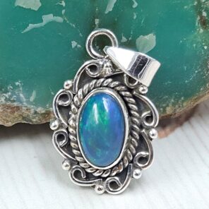 Black Opal 1" 925 Sterling Silver Pendant (RS29-360)