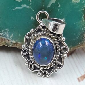Black Opal 1" 925 Sterling Silver Pendant (RS29-361)