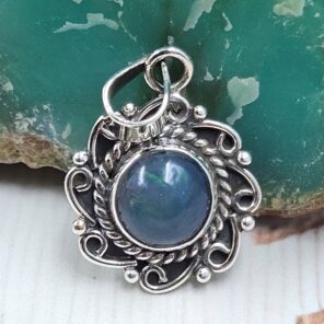 Black Opal 1" 925 Sterling Silver Pendant (RS29-362)