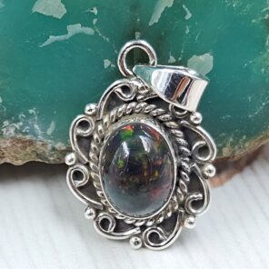 Black Opal 1" 925 Sterling Silver Pendant (RS29-363)