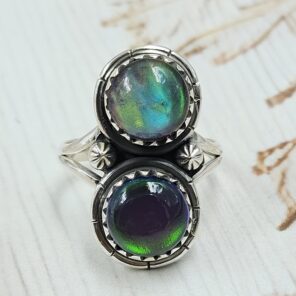 Aurora Opal 925 Size US 11 Sterling Silver Ring (RS11-176)