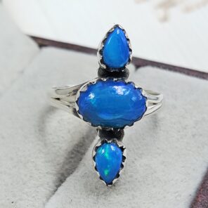 Paraiba Ethiopian Opal 925 Size US 11 Sterling Silver Ring (RS17-672)