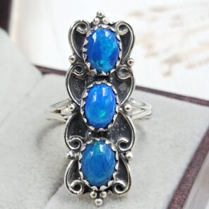 Paraiba Ethiopian Opal 925 Size US 10 Sterling Silver Ring (RS17-660)