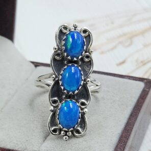 Paraiba Ethiopian Opal 925 Size US 7 Sterling Silver Ring (RS17-627)