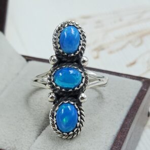 Paraiba Ethiopian Opal 925 Size US 10 Sterling Silver Ring (RS17-664)