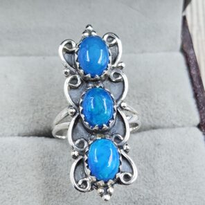 Paraiba Ethiopian Opal 925 Size US 6 Sterling Silver Ring (RS17-612)